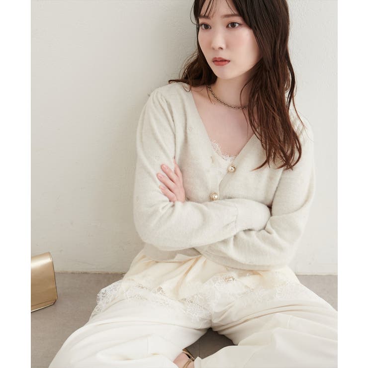 【natural couture】〈mizu〉ミニシャギーハート刺繍ニットカーデ… | NICE CLAUP / OLIVE des OLIVE　OUTLET | 詳細画像5 