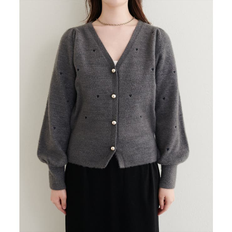 【natural couture】〈mizu〉ミニシャギーハート刺繍ニットカーデ… | NICE CLAUP / OLIVE des OLIVE　OUTLET | 詳細画像8 