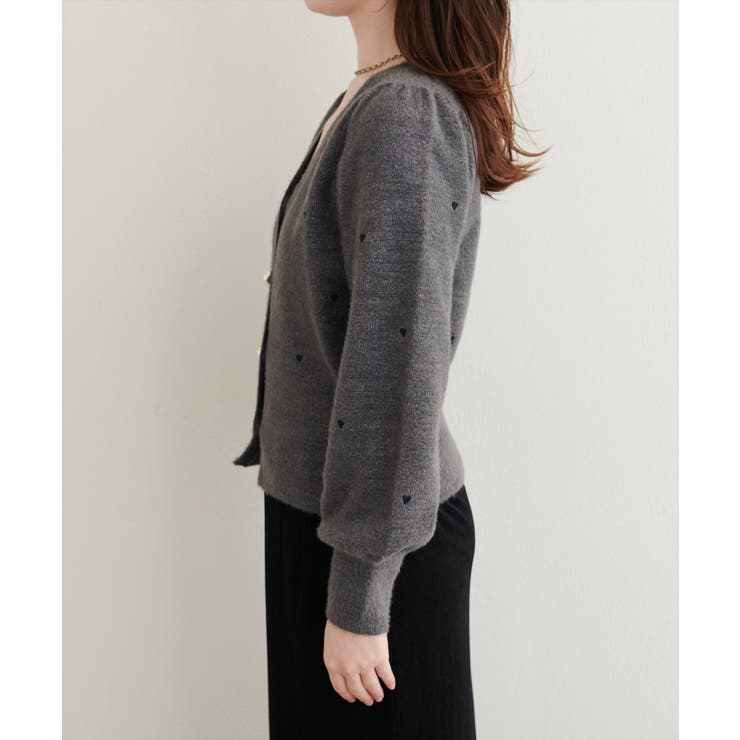 【natural couture】〈mizu〉ミニシャギーハート刺繍ニットカーデ… | NICE CLAUP / OLIVE des OLIVE　OUTLET | 詳細画像9 