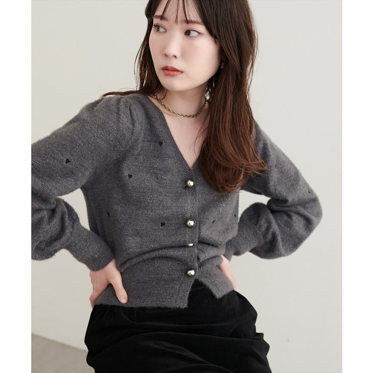 【natural couture】〈mizu〉ミニシャギーハート刺繍ニットカーデ… | NICE CLAUP / OLIVE des OLIVE　OUTLET | 詳細画像18 
