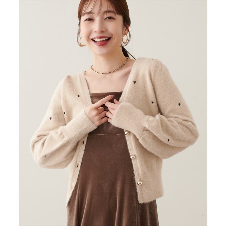 【natural couture】〈mizu〉ミニシャギーハート刺繍ニットカーデ… | NICE CLAUP / OLIVE des OLIVE　OUTLET | 詳細画像25 