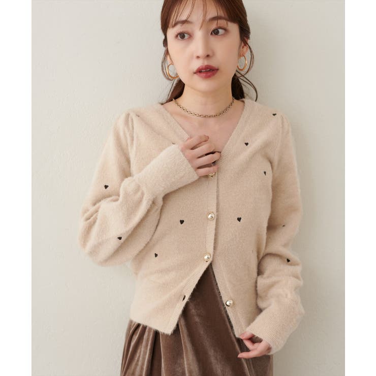 【natural couture】〈mizu〉ミニシャギーハート刺繍ニットカーデ… | NICE CLAUP / OLIVE des OLIVE　OUTLET | 詳細画像27 