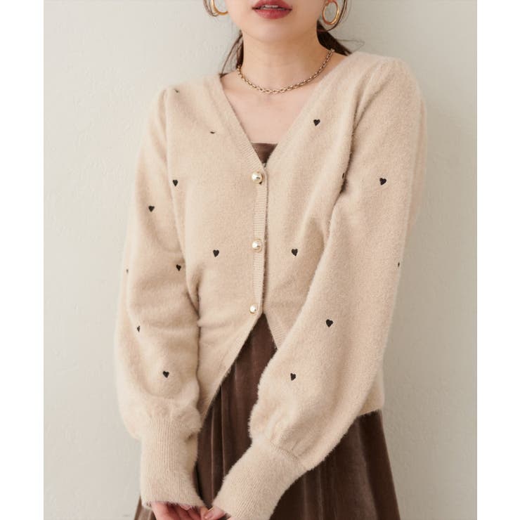 【natural couture】〈mizu〉ミニシャギーハート刺繍ニットカーデ… | NICE CLAUP / OLIVE des OLIVE　OUTLET | 詳細画像28 