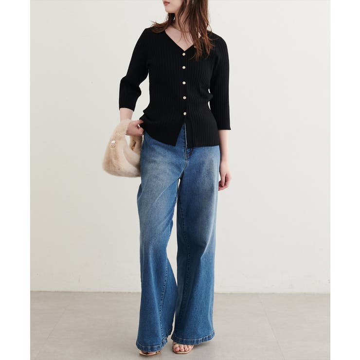 【natural couture】うす金釦ぴたリブニットカーディガン | NICE CLAUP / OLIVE des OLIVE　OUTLET | 詳細画像8 