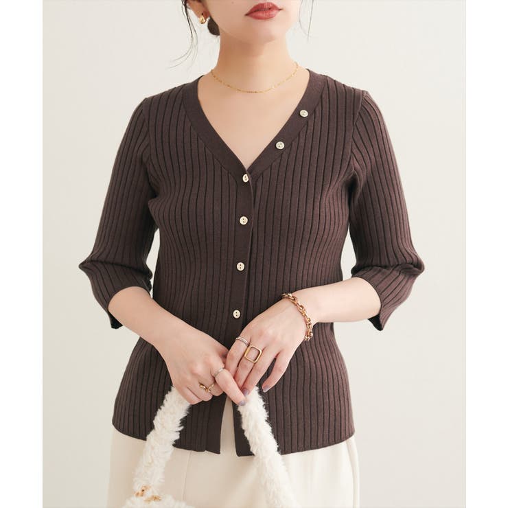 【natural couture】うす金釦ぴたリブニットカーディガン | NICE CLAUP / OLIVE des OLIVE　OUTLET | 詳細画像15 