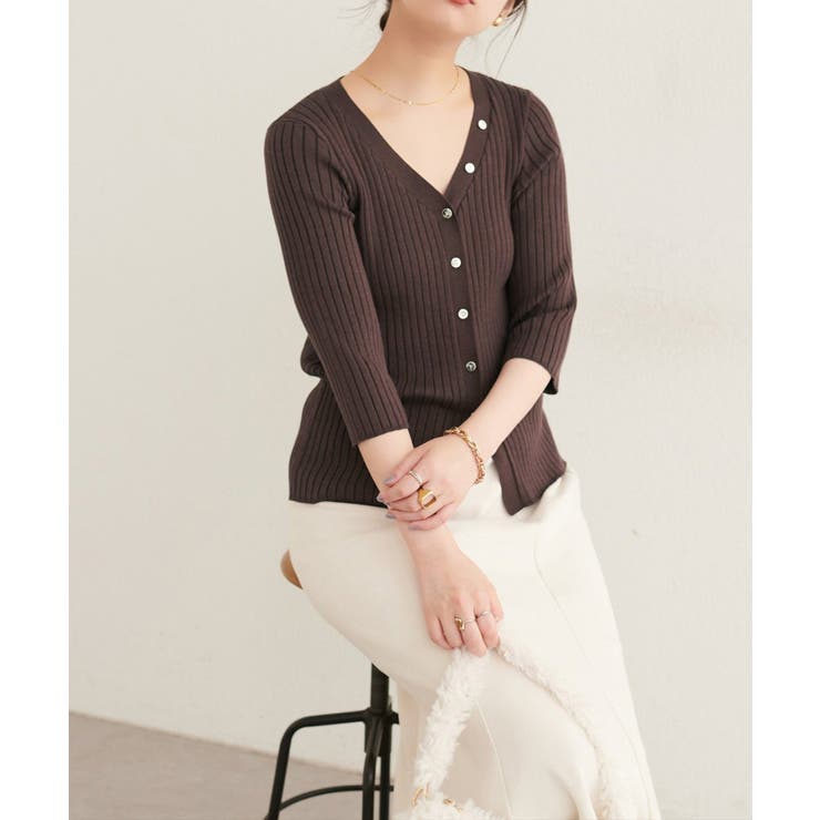 【natural couture】うす金釦ぴたリブニットカーディガン | NICE CLAUP / OLIVE des OLIVE　OUTLET | 詳細画像17 