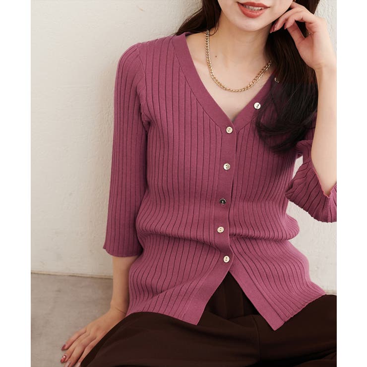 【natural couture】うす金釦ぴたリブニットカーディガン | NICE CLAUP / OLIVE des OLIVE　OUTLET | 詳細画像19 