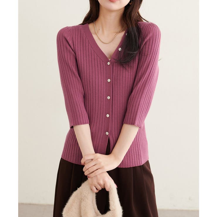 【natural couture】うす金釦ぴたリブニットカーディガン | NICE CLAUP / OLIVE des OLIVE　OUTLET | 詳細画像21 