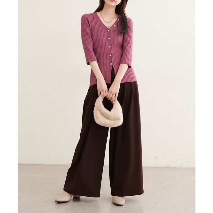 【natural couture】うす金釦ぴたリブニットカーディガン | NICE CLAUP / OLIVE des OLIVE　OUTLET | 詳細画像22 