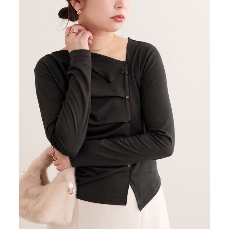 【natural couture】アシメボタンプルオーバー | NICE CLAUP / OLIVE des OLIVE　OUTLET | 詳細画像1 