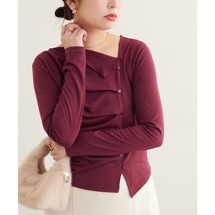 ボルドー | 【natural couture】アシメボタンプルオーバー | NICE CLAUP / OLIVE des OLIVE　OUTLET