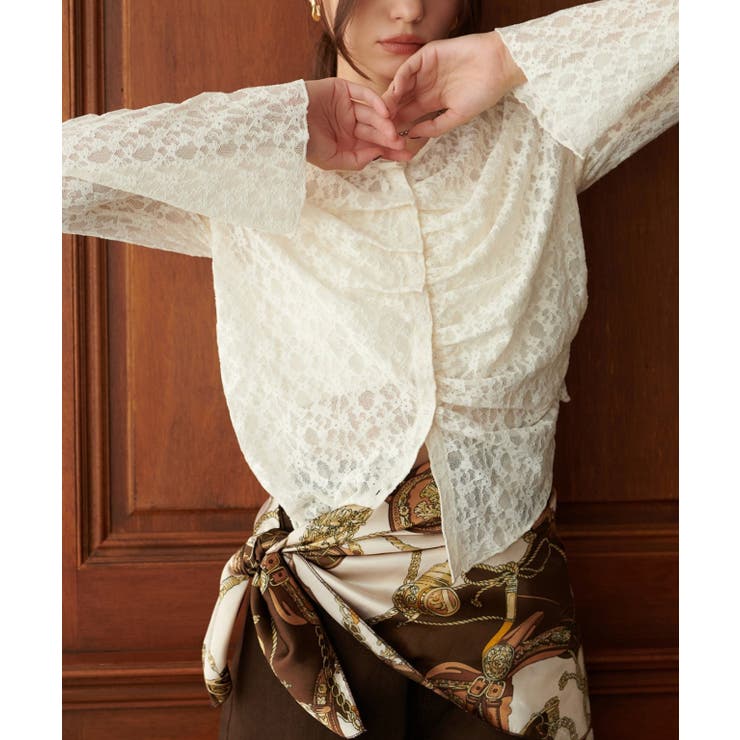 【natural couture】フロントタックデザインレースカーディガ… | NICE CLAUP / OLIVE des OLIVE　OUTLET | 詳細画像2 