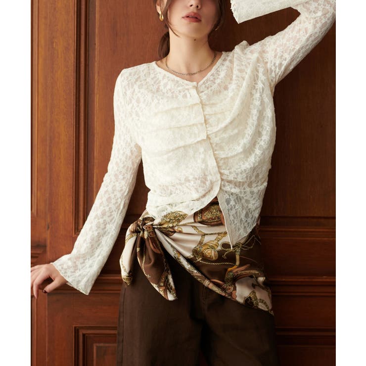 【natural couture】フロントタックデザインレースカーディガ… | NICE CLAUP / OLIVE des OLIVE　OUTLET | 詳細画像3 