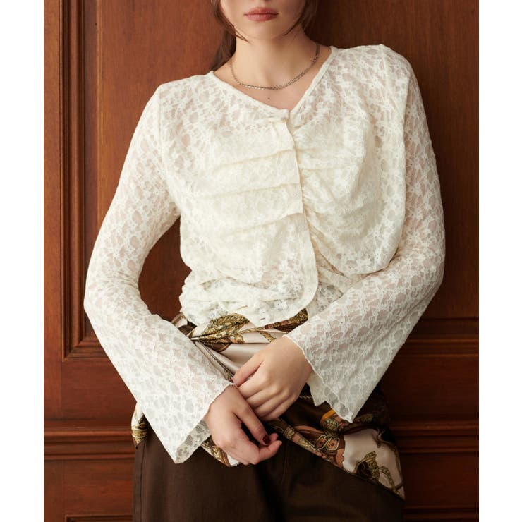 アイボリー | 【natural couture】フロントタックデザインレースカーディガ… | NICE CLAUP / OLIVE des OLIVE　OUTLET