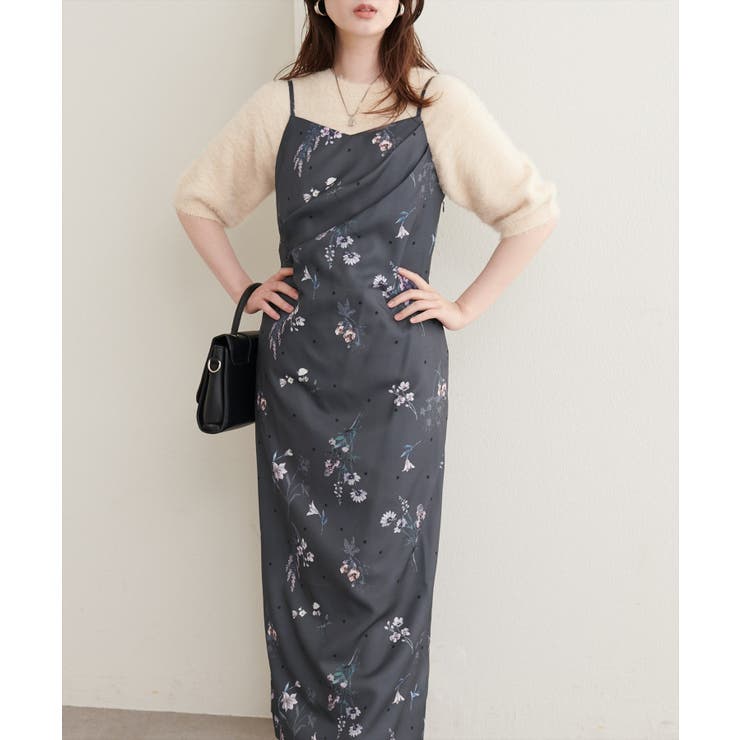 チャコール | 【one after another】オリジナル花柄キャミワンピース | NICE CLAUP / OLIVE des OLIVE　OUTLET