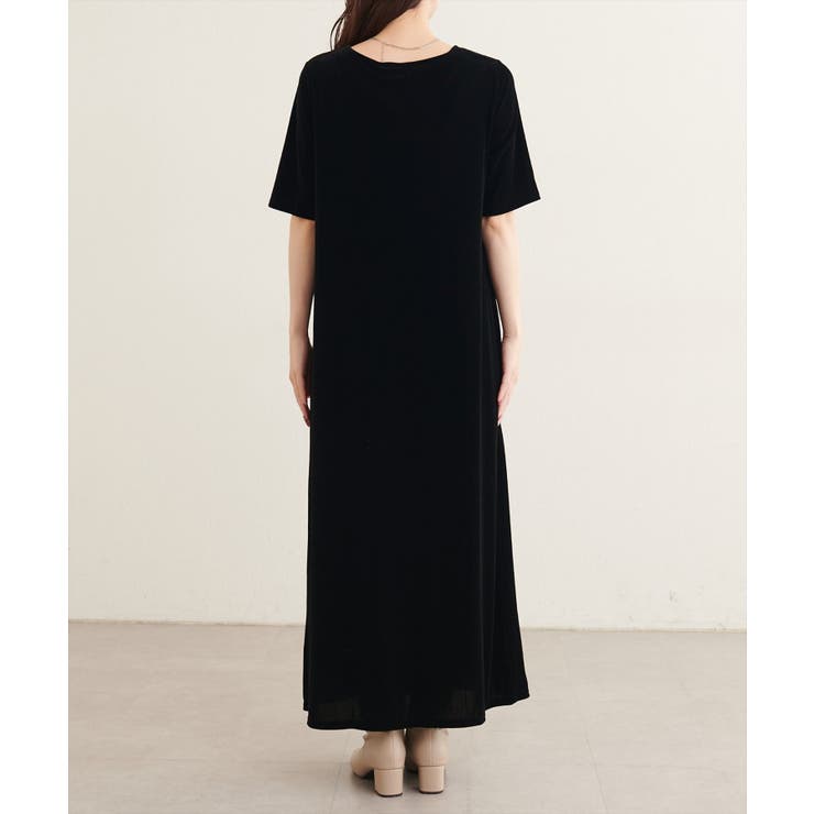【natural couture】フロントギャザーベロア5分袖ワンピース | NICE CLAUP / OLIVE des OLIVE　OUTLET | 詳細画像9 