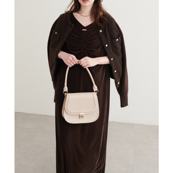 【natural couture】フロントギャザーベロア5分袖ワンピース | NICE CLAUP / OLIVE des OLIVE　OUTLET | 詳細画像22 