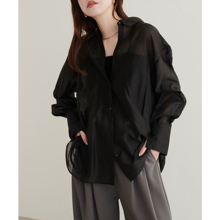 ブラック | 【natural couture】【sherbet line】バックフリルシアー… | NICE CLAUP / OLIVE des OLIVE　OUTLET