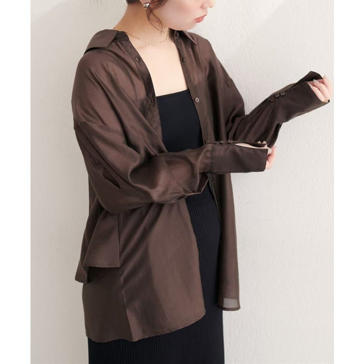 ブラウン | 【natural couture】【sherbet line】バックフリルシアー… | NICE CLAUP / OLIVE des OLIVE　OUTLET