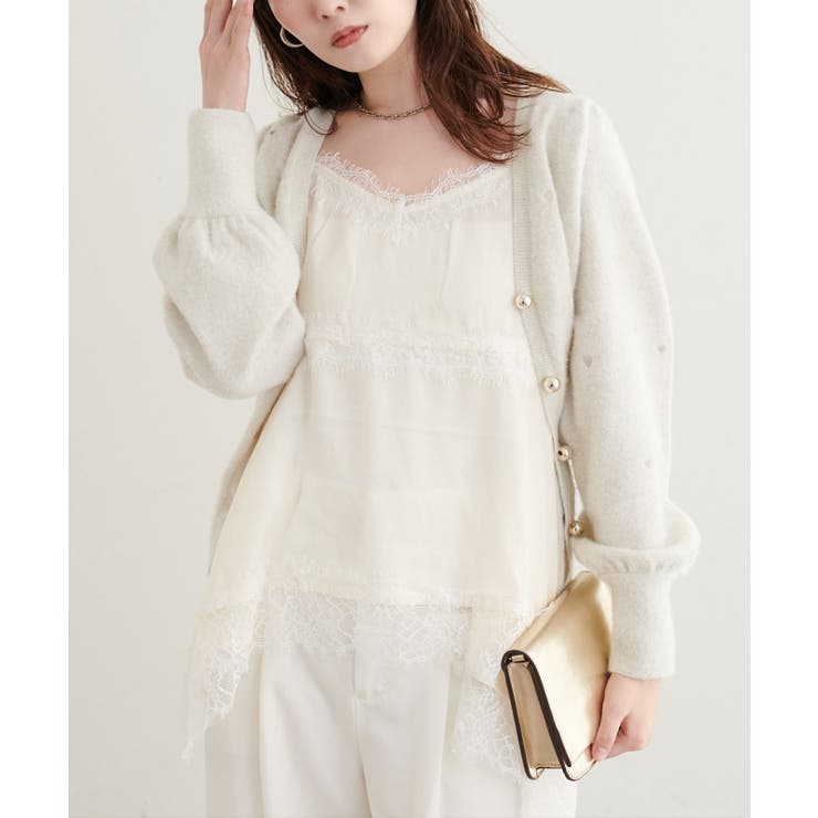 【natural couture】ランダムヘムサテンレースキャミ | NICE CLAUP / OLIVE des OLIVE　OUTLET | 詳細画像5 