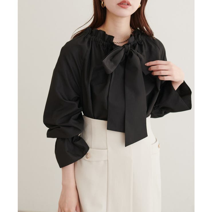 ブラック | 【natural couture】2WAYリボン衿ブラウス | NICE CLAUP / OLIVE des OLIVE　OUTLET