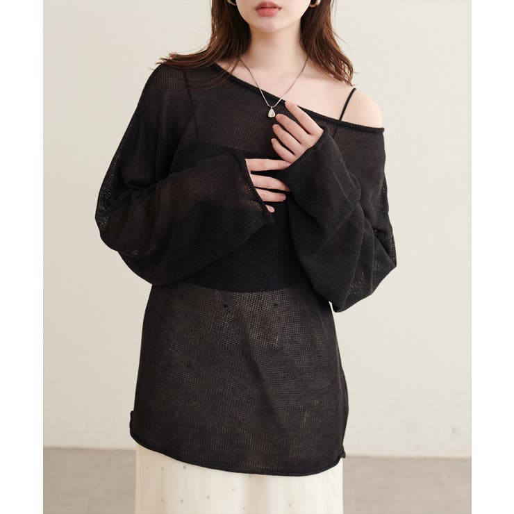 【natural couture】透かし編みボートネックプルオーバー | NICE CLAUP / OLIVE des OLIVE　OUTLET | 詳細画像1 