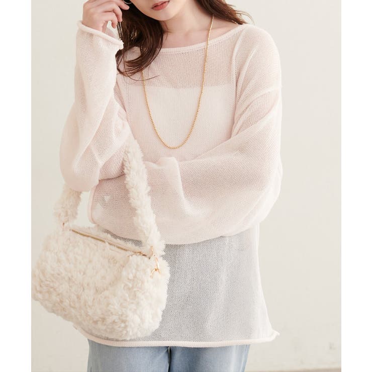 【natural couture】透かし編みボートネックプルオーバー | NICE CLAUP / OLIVE des OLIVE　OUTLET | 詳細画像3 
