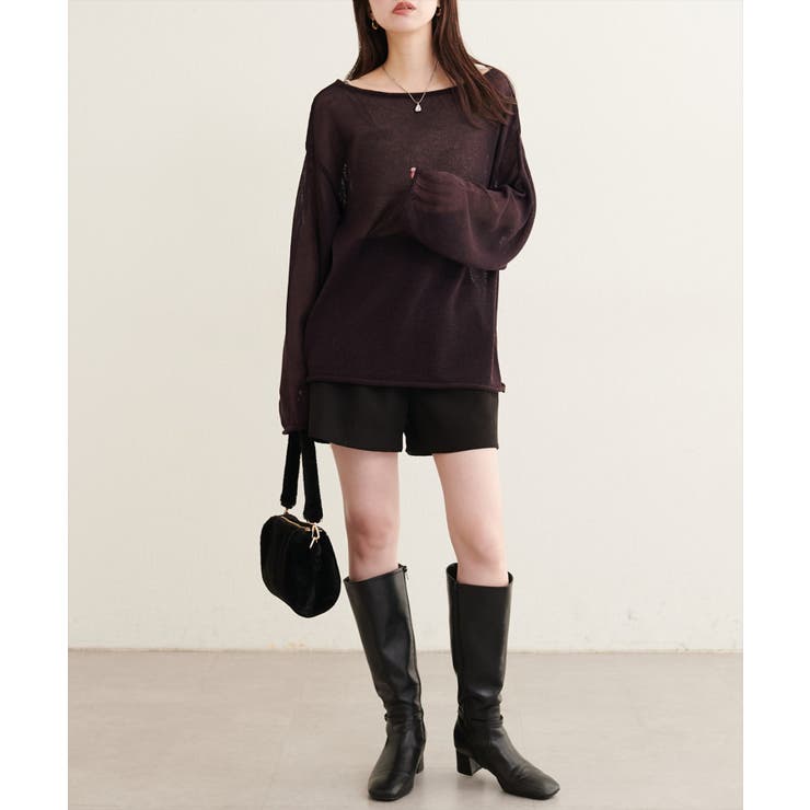 【natural couture】透かし編みボートネックプルオーバー | NICE CLAUP / OLIVE des OLIVE　OUTLET | 詳細画像21 
