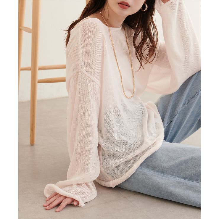 オフ | 【natural couture】透かし編みボートネックプルオーバー | NICE CLAUP / OLIVE des OLIVE　OUTLET