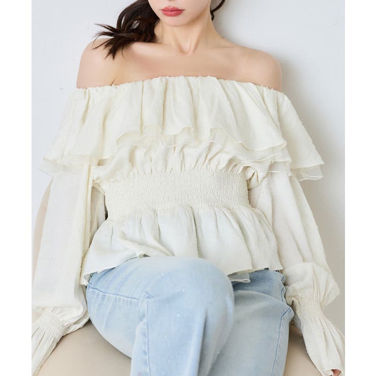 【one after another】ラッフルシャーリングブラウス | NICE CLAUP / OLIVE des OLIVE　OUTLET | 詳細画像3 