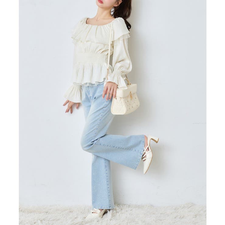 【one after another】ラッフルシャーリングブラウス | NICE CLAUP / OLIVE des OLIVE　OUTLET | 詳細画像6 