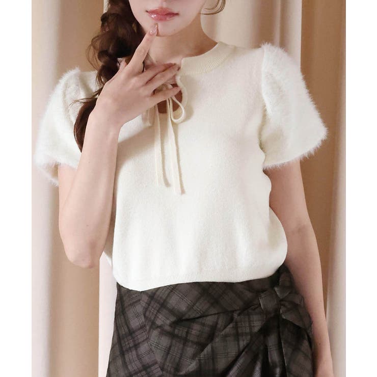【one after another】前後2way袖フェザー半袖ニット | NICE CLAUP / OLIVE des OLIVE　OUTLET | 詳細画像5 