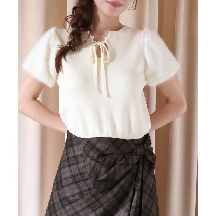 【one after another】前後2way袖フェザー半袖ニット | NICE CLAUP / OLIVE des OLIVE　OUTLET | 詳細画像6 