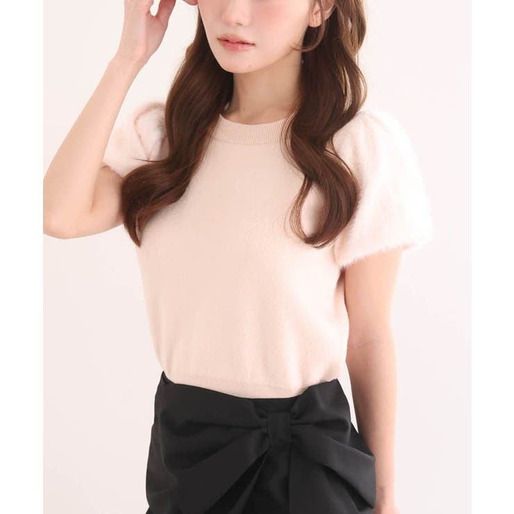 ピンク | 【one after another】前後2way袖フェザー半袖ニット | NICE CLAUP / OLIVE des OLIVE　OUTLET