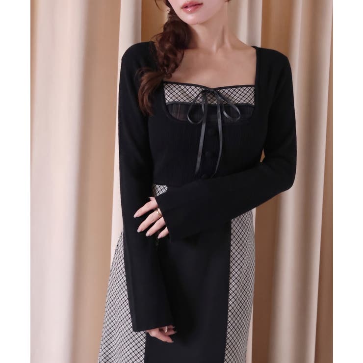 【one after another】【SMサイズ展開】アンサンブル配色チェック… | NICE CLAUP / OLIVE des OLIVE　OUTLET | 詳細画像1 