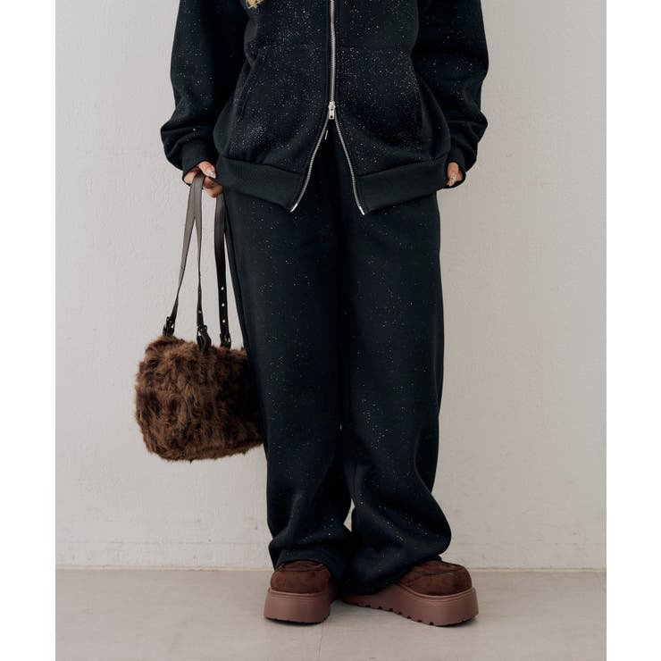 【セットアップ対応】ラメ裏起毛リラックスパンツ | NICE CLAUP / OLIVE des OLIVE　OUTLET | 詳細画像3 