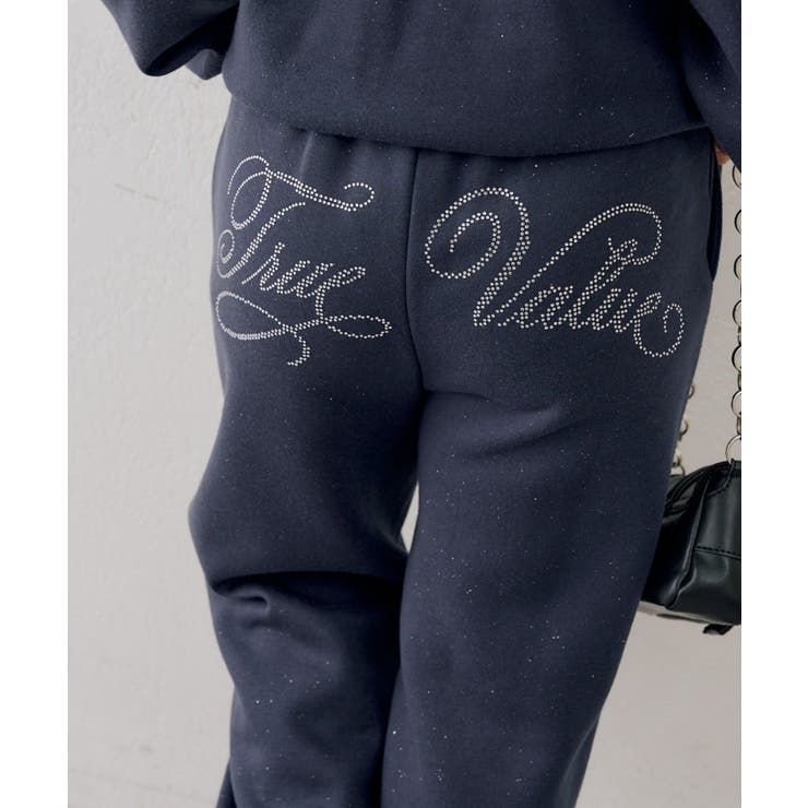 ネイビー | 【セットアップ対応】ラメ裏起毛リラックスパンツ | NICE CLAUP / OLIVE des OLIVE　OUTLET