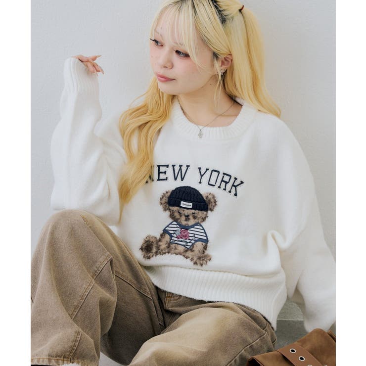 アイボリー | ベアーニット帽プルオーバー | NICE CLAUP / OLIVE des OLIVE　OUTLET