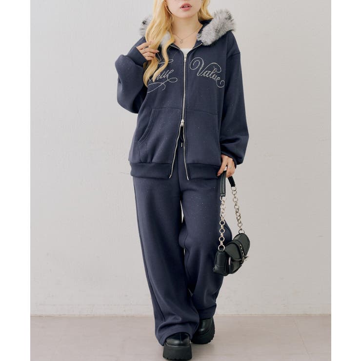 【セットアップ対応】ララメ裏起毛ファー付ジップパーカー | NICE CLAUP / OLIVE des OLIVE　OUTLET | 詳細画像8 