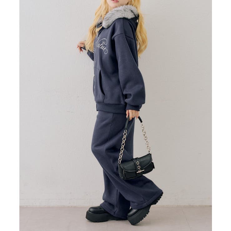【セットアップ対応】ララメ裏起毛ファー付ジップパーカー | NICE CLAUP / OLIVE des OLIVE　OUTLET | 詳細画像9 