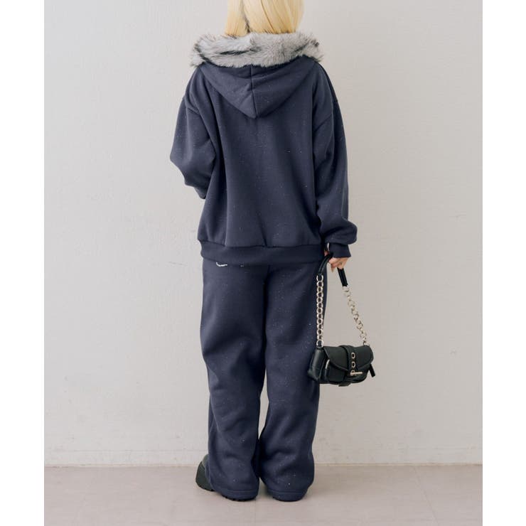 【セットアップ対応】ララメ裏起毛ファー付ジップパーカー | NICE CLAUP / OLIVE des OLIVE　OUTLET | 詳細画像10 