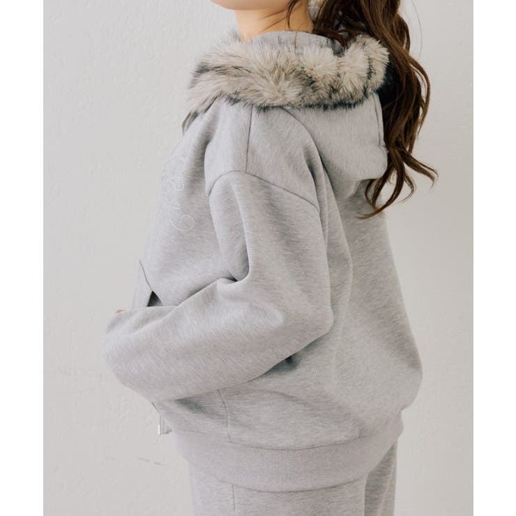 【セットアップ対応】ララメ裏起毛ファー付ジップパーカー | NICE CLAUP / OLIVE des OLIVE　OUTLET | 詳細画像15 