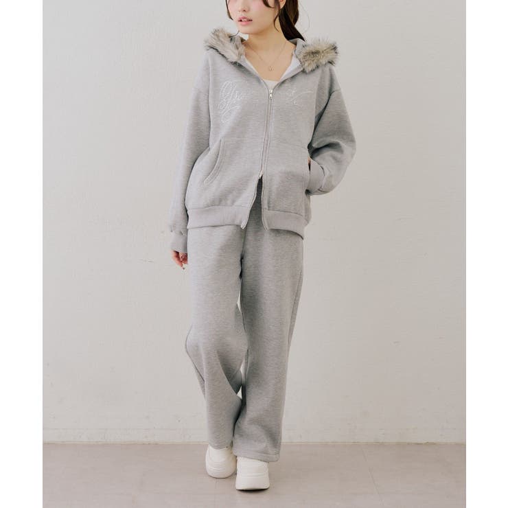 【セットアップ対応】ララメ裏起毛ファー付ジップパーカー | NICE CLAUP / OLIVE des OLIVE　OUTLET | 詳細画像16 