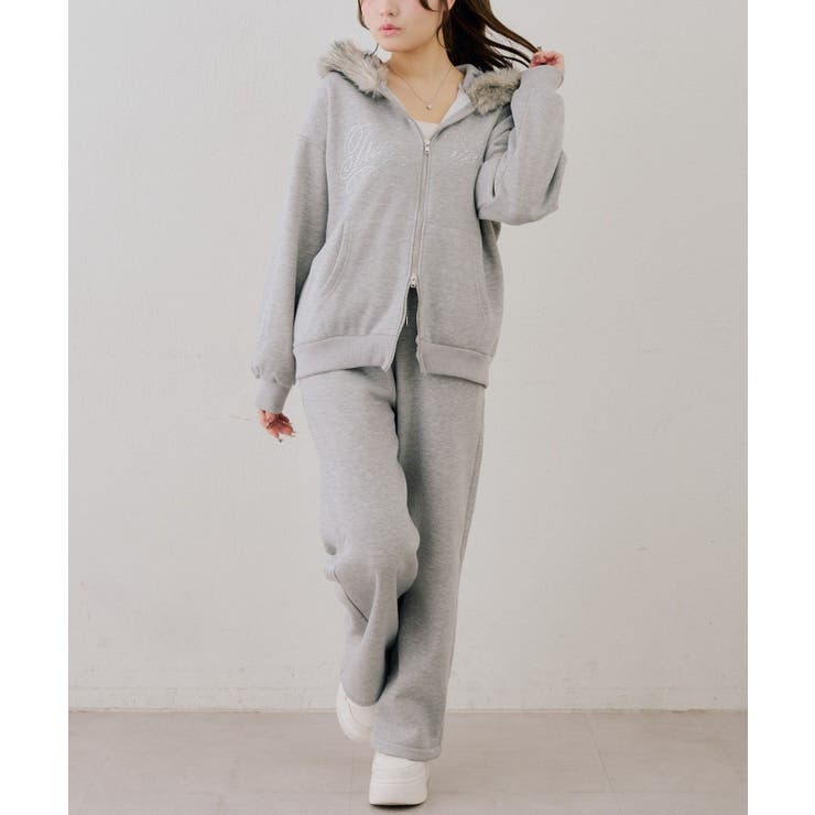 【セットアップ対応】ララメ裏起毛ファー付ジップパーカー | NICE CLAUP / OLIVE des OLIVE　OUTLET | 詳細画像17 