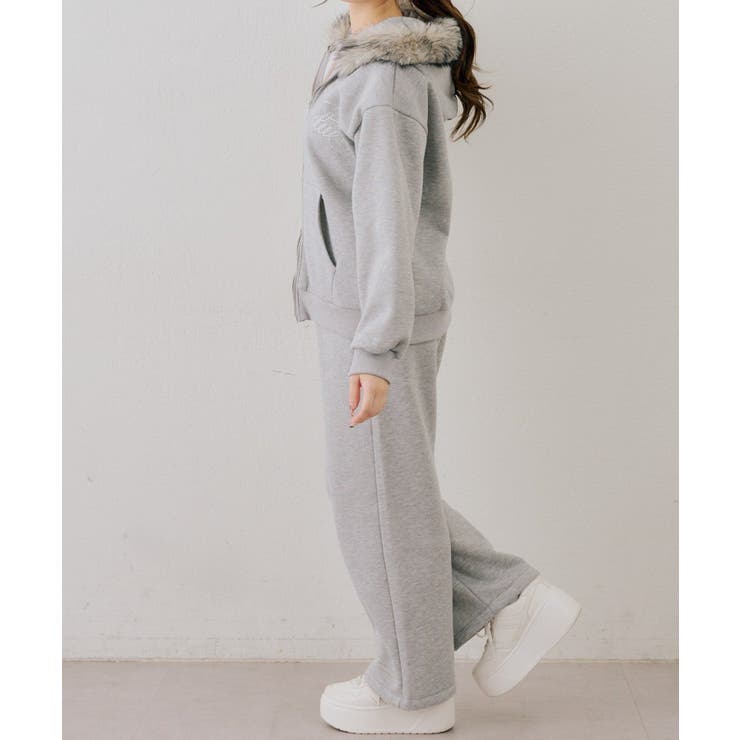 【セットアップ対応】ララメ裏起毛ファー付ジップパーカー | NICE CLAUP / OLIVE des OLIVE　OUTLET | 詳細画像18 