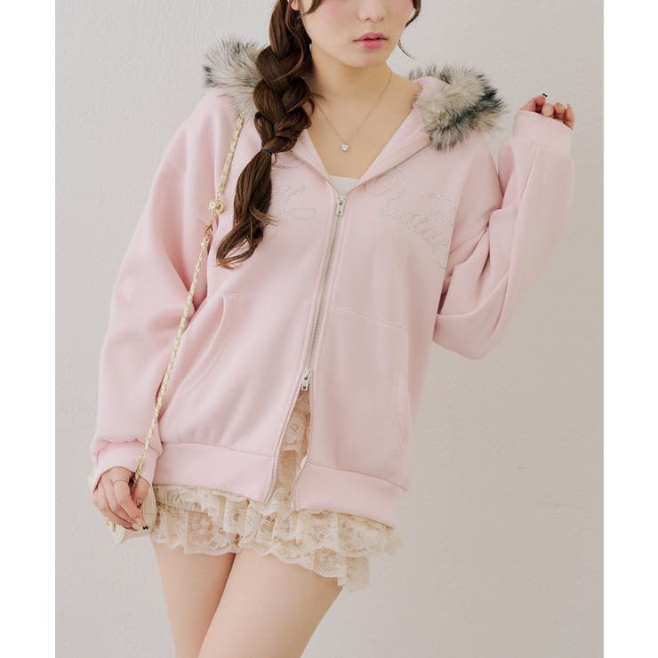 【セットアップ対応】ララメ裏起毛ファー付ジップパーカー | NICE CLAUP / OLIVE des OLIVE　OUTLET | 詳細画像20 