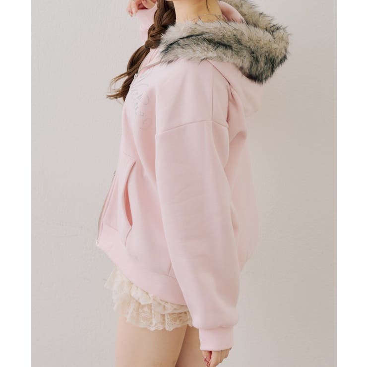 【セットアップ対応】ララメ裏起毛ファー付ジップパーカー | NICE CLAUP / OLIVE des OLIVE　OUTLET | 詳細画像22 
