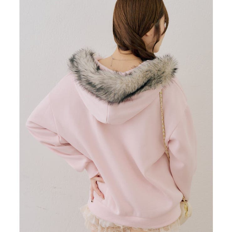 【セットアップ対応】ララメ裏起毛ファー付ジップパーカー | NICE CLAUP / OLIVE des OLIVE　OUTLET | 詳細画像23 