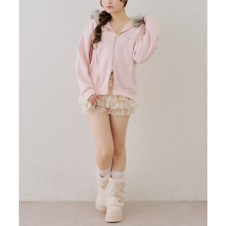 【セットアップ対応】ララメ裏起毛ファー付ジップパーカー | NICE CLAUP / OLIVE des OLIVE　OUTLET | 詳細画像24 