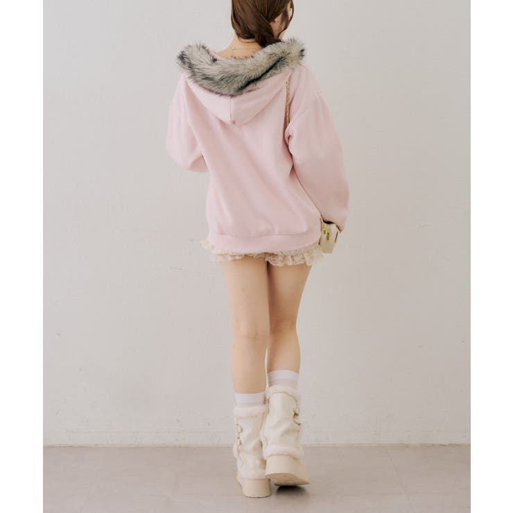 【セットアップ対応】ララメ裏起毛ファー付ジップパーカー | NICE CLAUP / OLIVE des OLIVE　OUTLET | 詳細画像27 